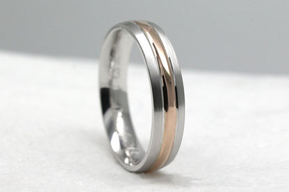 4mm Gold Brushed and Polished Wedding Band for Women and Men | T-0012