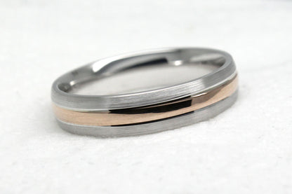 4mm Gold Brushed and Polished Wedding Band for Women and Men | T-0012