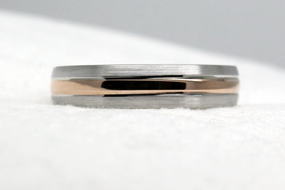 4mm Gold Brushed and Polished Wedding Band for Women and Men | T-0012