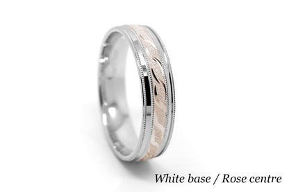5mm Gold Infinity Design with Milgrain Wedding Band for Men and Women | AT-0012