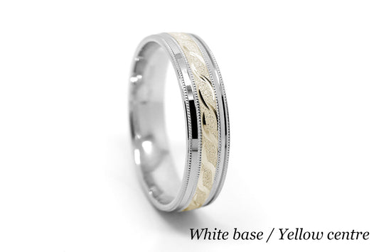 5mm Gold Infinity Design with Milgrain Wedding Band for Men and Women | AT-0012