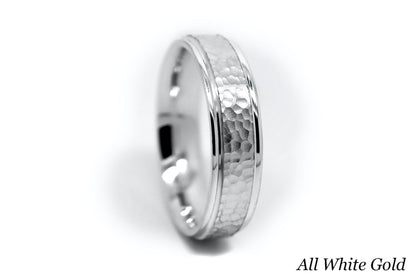 6mm Gold Classic Hammered Wedding Band for Men and Women | 0015