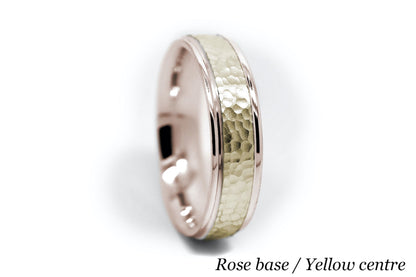 6mm Gold Classic Hammered Wedding Band for Men and Women | 0015