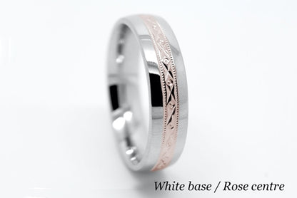 6mm Gold Filigree Design Wedding Band for Men and Women with Polished Sides | T-0016