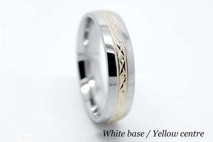 6mm Gold Filigree Design Wedding Band for Men and Women with Polished Sides | T-0016