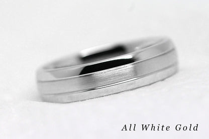 5mm Gold Polished and Brushed Simple Wedding Band for Men and Women | AT-0017