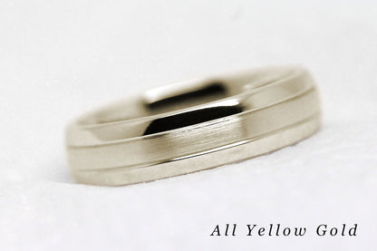 5mm Gold Polished and Brushed Simple Wedding Band for Men and Women | AT-0017