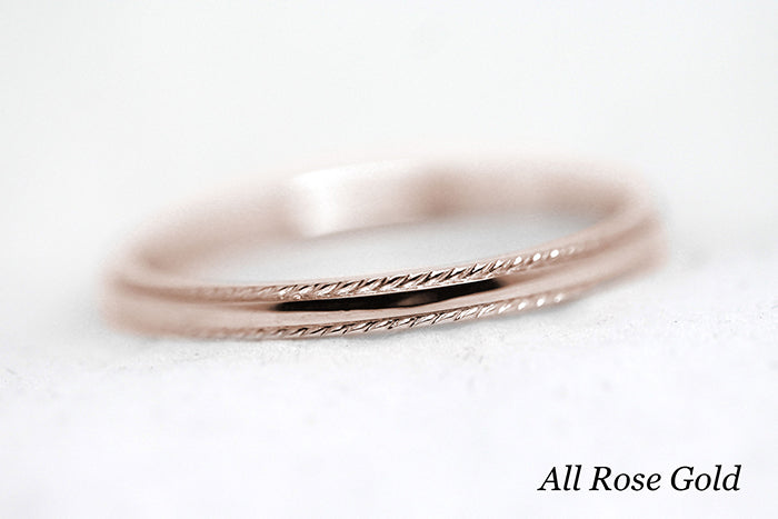 2mm Gold Plain Wedding Band for Women with Twisted edge | 2mm 10K 14K 18K Gold Women's Ring. Polished finish with twisted edges gives this ring an elegant and classic look. Where it alone or stack with other rings