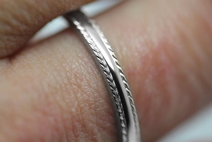 classic silver wedding band with twisted milgrain