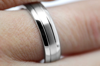 5mm 925 Silver Polished and Brushed Simple Wedding Band for Men and Women | AT-0017