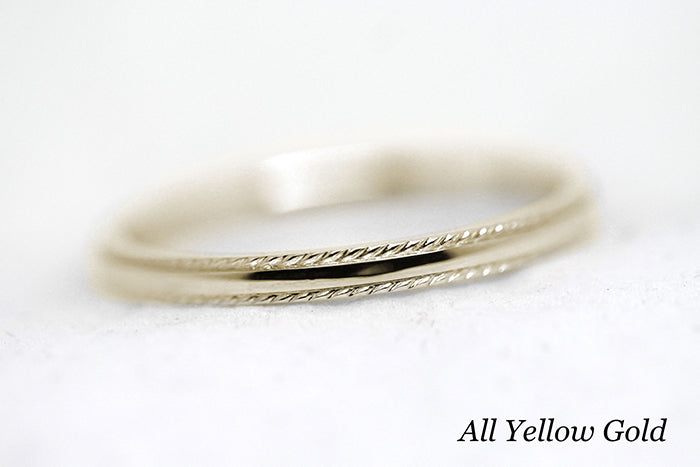 2mm Gold Plain Wedding Band for Women with Twisted edge | 2mm 10K 14K 18K Gold Women's Ring. Polished finish with twisted edges gives this ring an elegant and classic look. Where it alone or stack with other rings