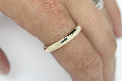 2mm 10K 14K 18K Gold Polished Plain Women's Wedding Ring | 2mm Solid Gold Wedding Ring for Women. Low dome polished finish gives this gold ring an elegant and classic look. Stack it with other rings or wear it alone.