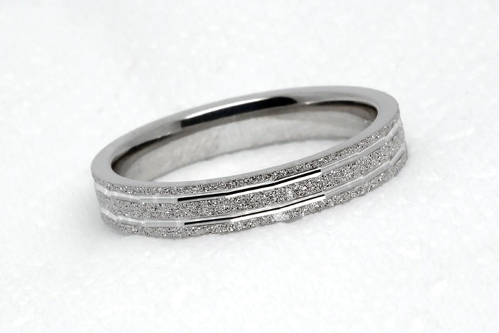 3mm Flat Sparkly Wedding Band for Women and Men in 925 Sterling Silver | AT-0019