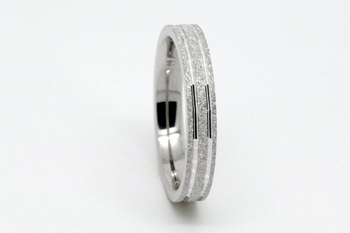 3mm Flat Sparkly Wedding Band for Women and Men in 925 Sterling Silver | AT-0019