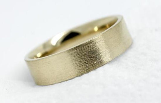 5mm Gold Classic Brushed Flat Wedding Band for Men and Women | T-0019