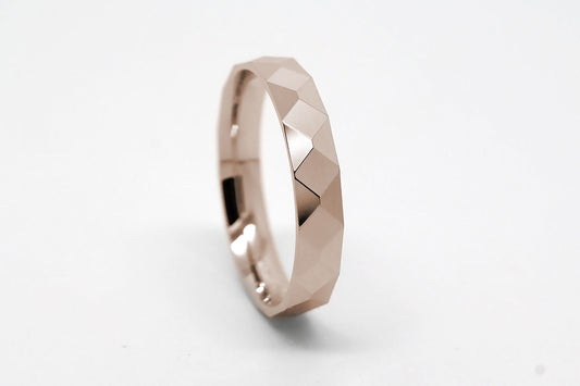 4mm Gold Faceted Mirrored Wedding Band for Women and Men | T-0020