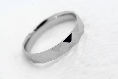 4mm 925 Silver Faceted Mirrored Engineered Wedding Band for Men and Women | T-0020