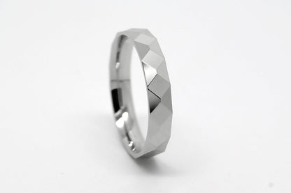 4mm Gold Faceted Mirrored Wedding Band for Women and Men | T-0020
