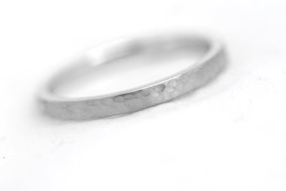 2mm Gold Flat Hammered Wedding Band for Women | AT-0022 | 2mm gold wedding band for women. This stacking 10k gold hammered ring is a stunning piece that's designed to last a lifetime. Perfect as wedding band, anniversary ring, birthday gift, or Valentine'