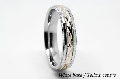 5mm Gold Filigree Rhombuses Design with Milgrain Wedding Band for Men and Women | T-0009