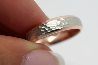 5mm Gold Hammered and Beveled Edge Wedding Band for Men and Women | AT-0025