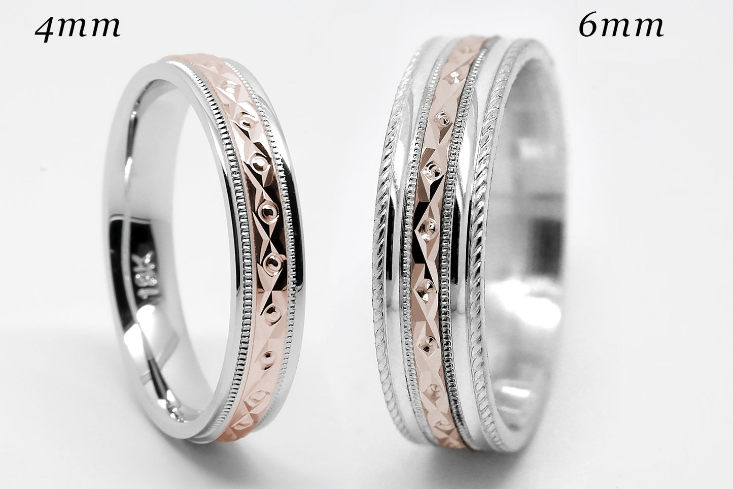 4mm Gold Filigree Rhombus and Circles with Milgrain Wedding Band for Women and Men | T-0026