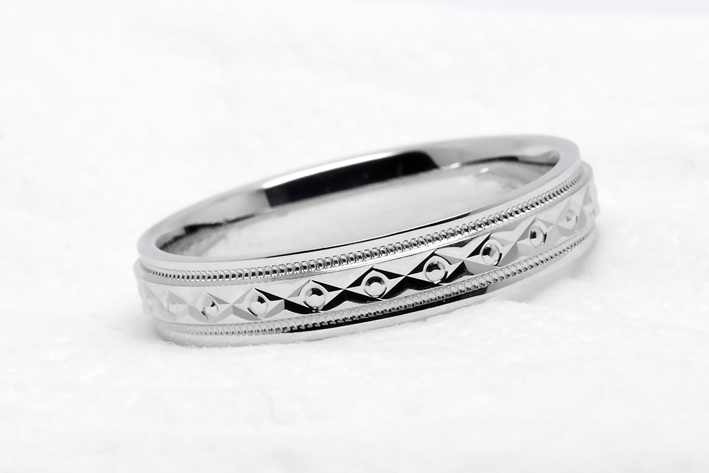 4mm 925 Silver Filigree Rhombus and Circles with Milgrain Wedding Band for Men and Women | T-0026
