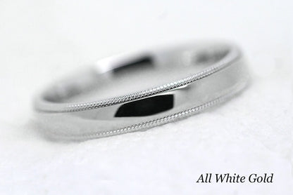 3mm Classic Gold Wedding Band with Milgrain Edge for Men and Women | AT-0026