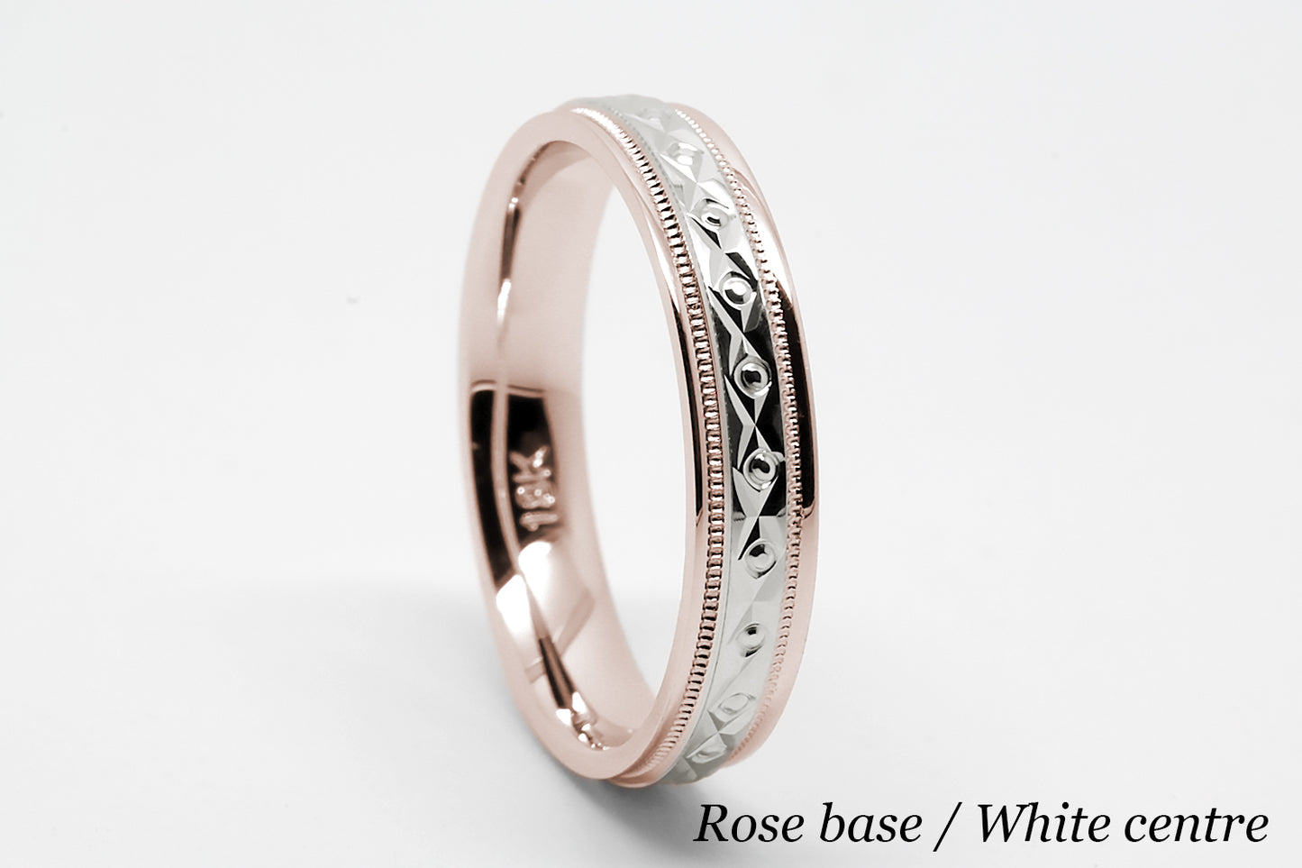 4mm Gold Filigree Rhombus and Circles with Milgrain Wedding Band for Women and Men | T-0026