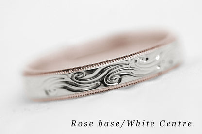 4mm Gold Wedding Band with Swirls Design for Men and Women | AT-6242