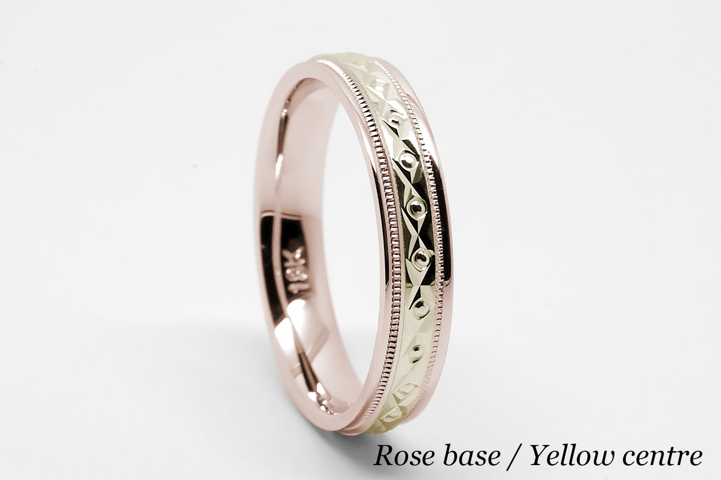 4mm Gold Filigree Rhombus and Circles with Milgrain Wedding Band for Women and Men | T-0026