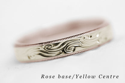 4mm Gold Wedding Band with Swirls Design for Men and Women | AT-6242