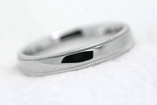 3mm Polished 925 Sterling Silver Wedding Band for Women & Men, Milgrain Edge | AT-0026