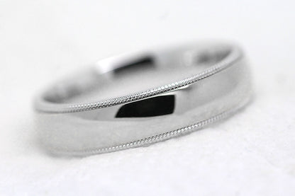 5mm 925 Silver Plain Polished with milgrain Wedding Band for Men and Women | AT-0026
