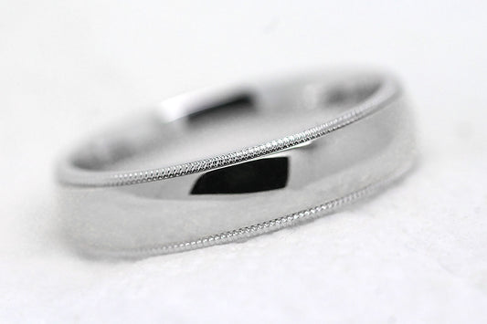 5mm 925 Silver Plain Polished with milgrain Wedding Band for Men and Women | AT-0026