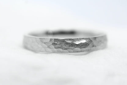 3mm Hammered Wedding Band for Men and Women Low Dome Profile in 925 Sterling Silver | T-0026