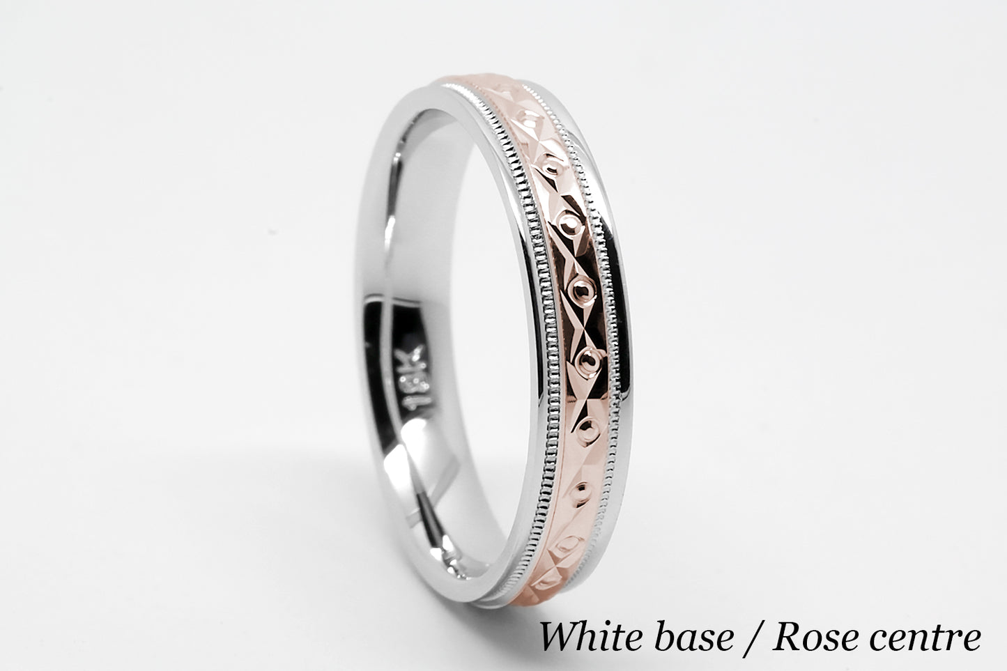 4mm Gold Filigree Rhombus and Circles with Milgrain Wedding Band for Women and Men | T-0026