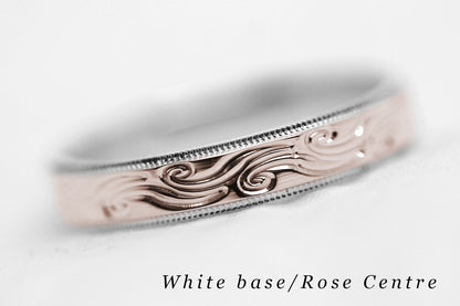 4mm Gold Wedding Band with Swirls Design for Men and Women | AT-6242