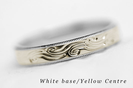 4mm Gold Wedding Band with Swirls Design for Men and Women | AT-6242