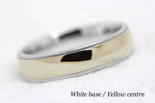 5mm Gold Plain Polished with Milgrain Wedding Band for Men and Women | AT-0026