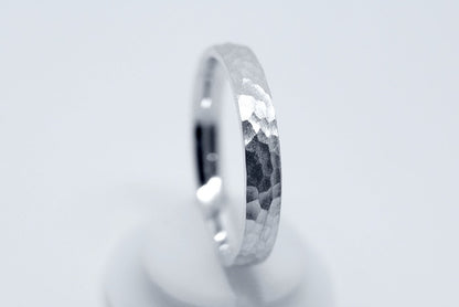 3mm Hammered Wedding Band for Men and Women Low Dome Profile in 925 Sterling Silver | T-0026