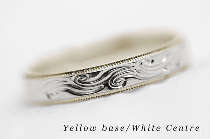 4mm Gold Wedding Band with Swirls Design for Men and Women | AT-6242