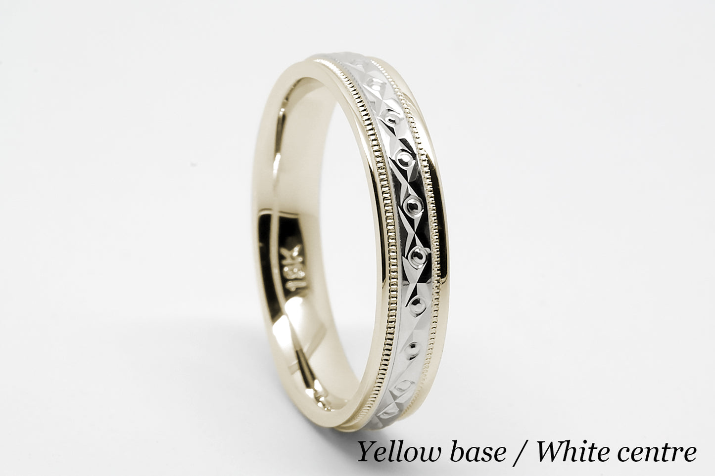 4mm Gold Filigree Rhombus and Circles with Milgrain Wedding Band for Women and Men | T-0026