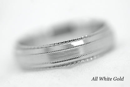 5mm Gold Brushed with Twisted Edge Wedding Band for Men and Women | T-0028