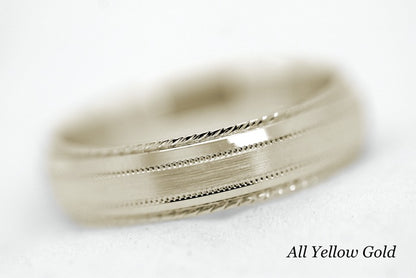 5mm Gold Brushed with Twisted Edge Wedding Band for Men and Women | T-0028