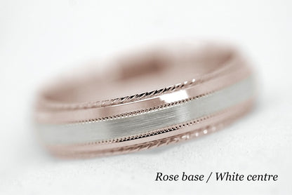 5mm Gold Brushed with Twisted Edge Wedding Band for Men and Women | T-0028