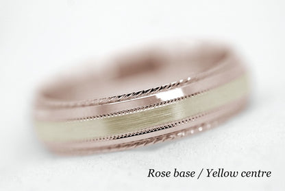 5mm Gold Brushed with Twisted Edge Wedding Band for Men and Women | T-0028