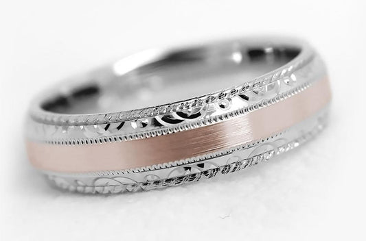 5mm Gold Filigree Edge Design with Twisted Milgrain Wedding Band for Men and Women | AT-0028
