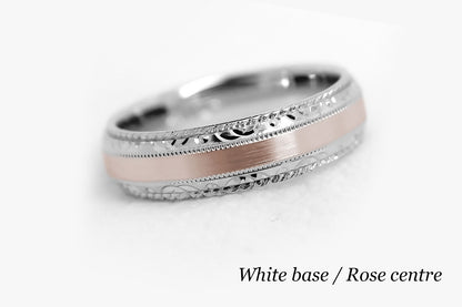 5mm Gold Filigree Edge Design with Twisted Milgrain Wedding Band for Men and Women | AT-0028