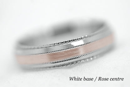 5mm Gold Brushed with Twisted Edge Wedding Band for Men and Women | T-0028